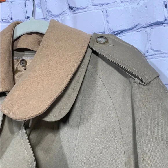 Jos. A Bank Mens VTG Trench Coat Tan Size 40R Removable Plaid Flannel Lining